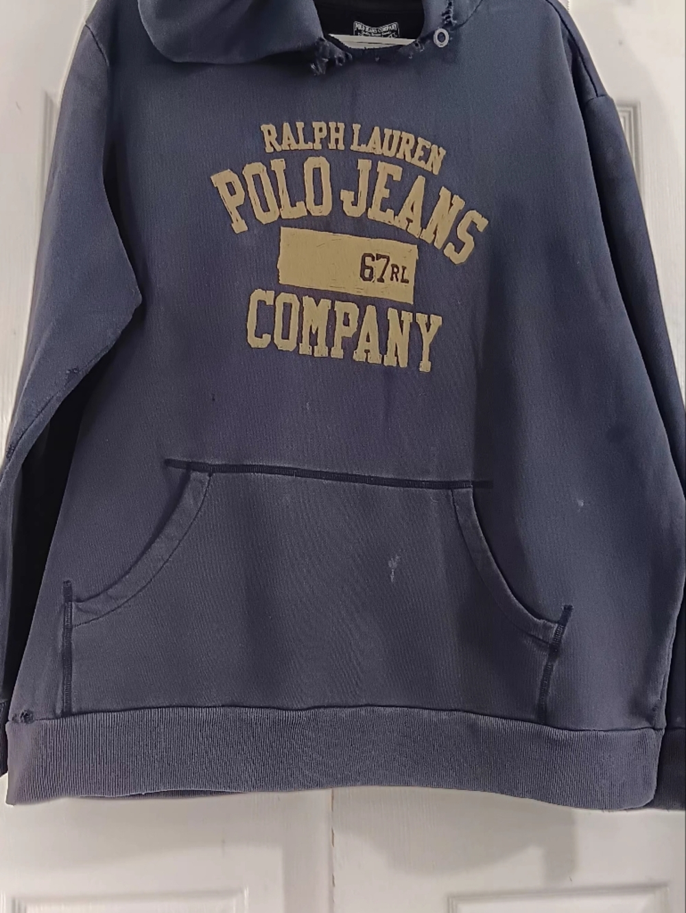 VTG Polo Jeans 67RL Ralph Lauren Hoodie Sweatshirt Men's XXL Distressed Grunge - Picture 4 of 16